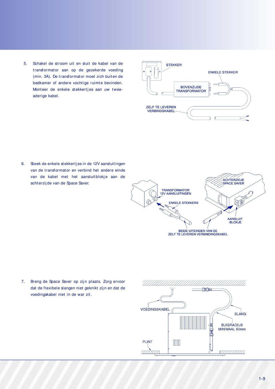 Steek de enkele stekkertjes in de 12V aansluitingen van de transformator en verbind het andere einde van de kabel met het aansluitblokje aan