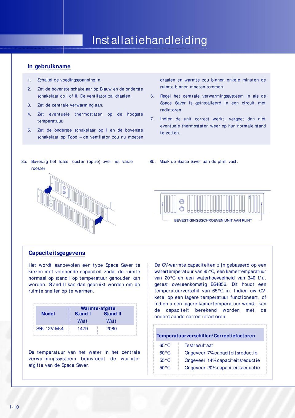 Zet de onderste schakelaar op I en de bovenste schakelaar op Rood de ventilator zou nu moeten draaien en warmte zou binnen enkele minuten de ruimte binnen moeten stromen. 6.