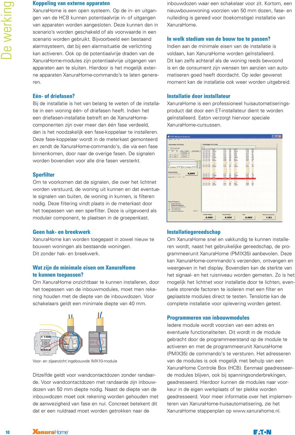 Ook op de potentiaalvrije draden van de XanuraHome-modules zijn potentiaalvrije uitgangen van apparaten aan te sluiten.