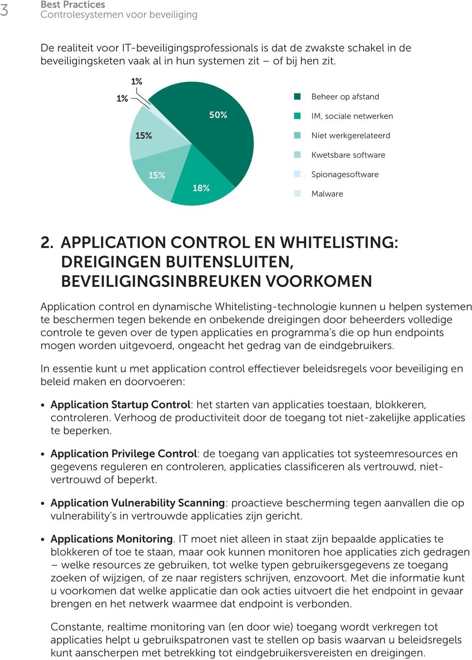 APPLICATION CONTROL EN WHITELISTING: DREIGINGEN BUITENSLUITEN, BEVEILIGINGSINBREUKEN VOORKOMEN Application control en dynamische Whitelisting-technologie kunnen u helpen systemen te beschermen tegen