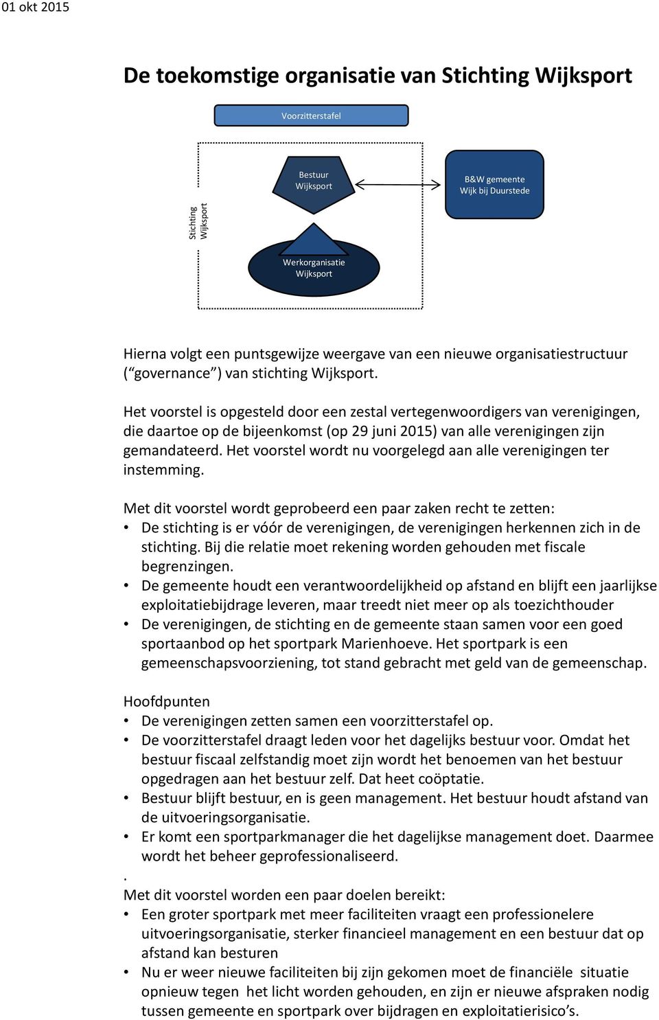 Het voorstel wordt nu voorgelegd aan alle verenigingen ter instemming.