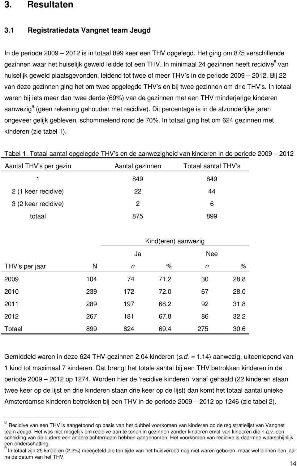 In minimaal 24 gezinnen heeft recidive 8 van huiselijk geweld plaatsgevonden, leidend tot twee of meer THV s in de periode 2009 2012.