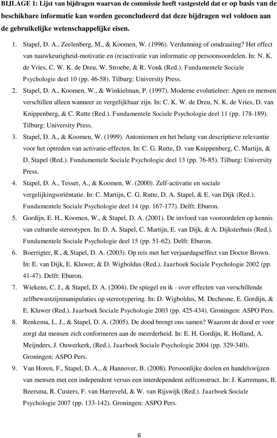 In: N. K. de Vries, C. W. K. de Dreu, W. Stroebe, & R. Vonk (Red.). Fundamentele Sociale Psychologie deel 10 (pp. 46-58). Tilburg: University Press. 2. Stapel, D. A., Koomen, W., & Winkielman, P.