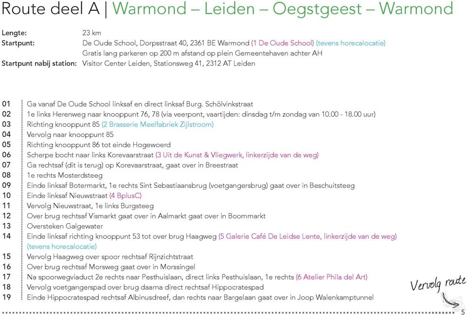 linksaf en direct linksaf Burg. Schölvinkstraat 1e links Herenweg naar knooppunt 76, 78 (via veerpont, vaartijden: dinsdag t/m zondag van 10.00-18.