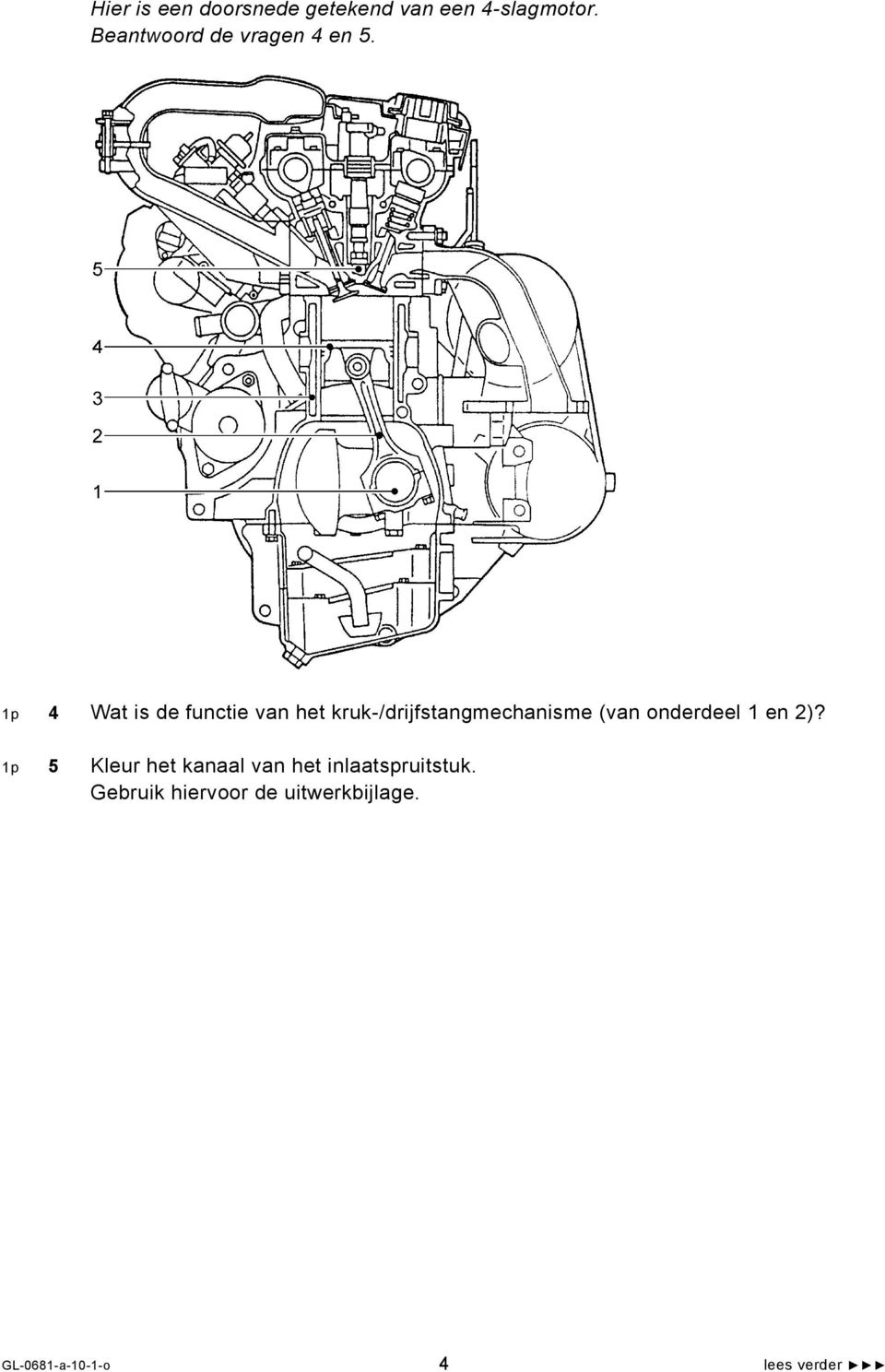 1p 4 Wat is de functie van het kruk-/drijfstangmechanisme (van