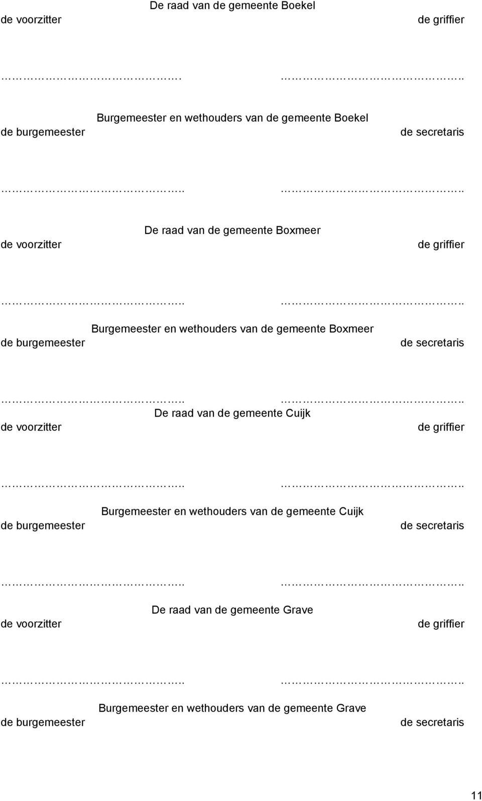 Burgemeester en wethouders van de gemeente Boxmeer De raad van de gemeente Cuijk