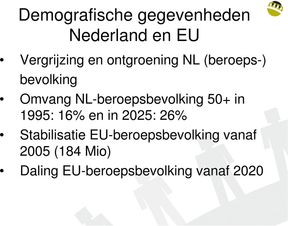 NL-beroepsbevolking 50+ in 1995: 16% en in 2025: 26%