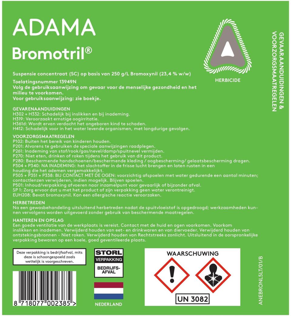 H361d: Wordt ervan verdacht het ongeboren kind te schaden. H412: Schadelijk voor in het water levende organismen, met langdurige gevolgen. HERBICIDE P102: Buiten het bereik van kinderen houden.