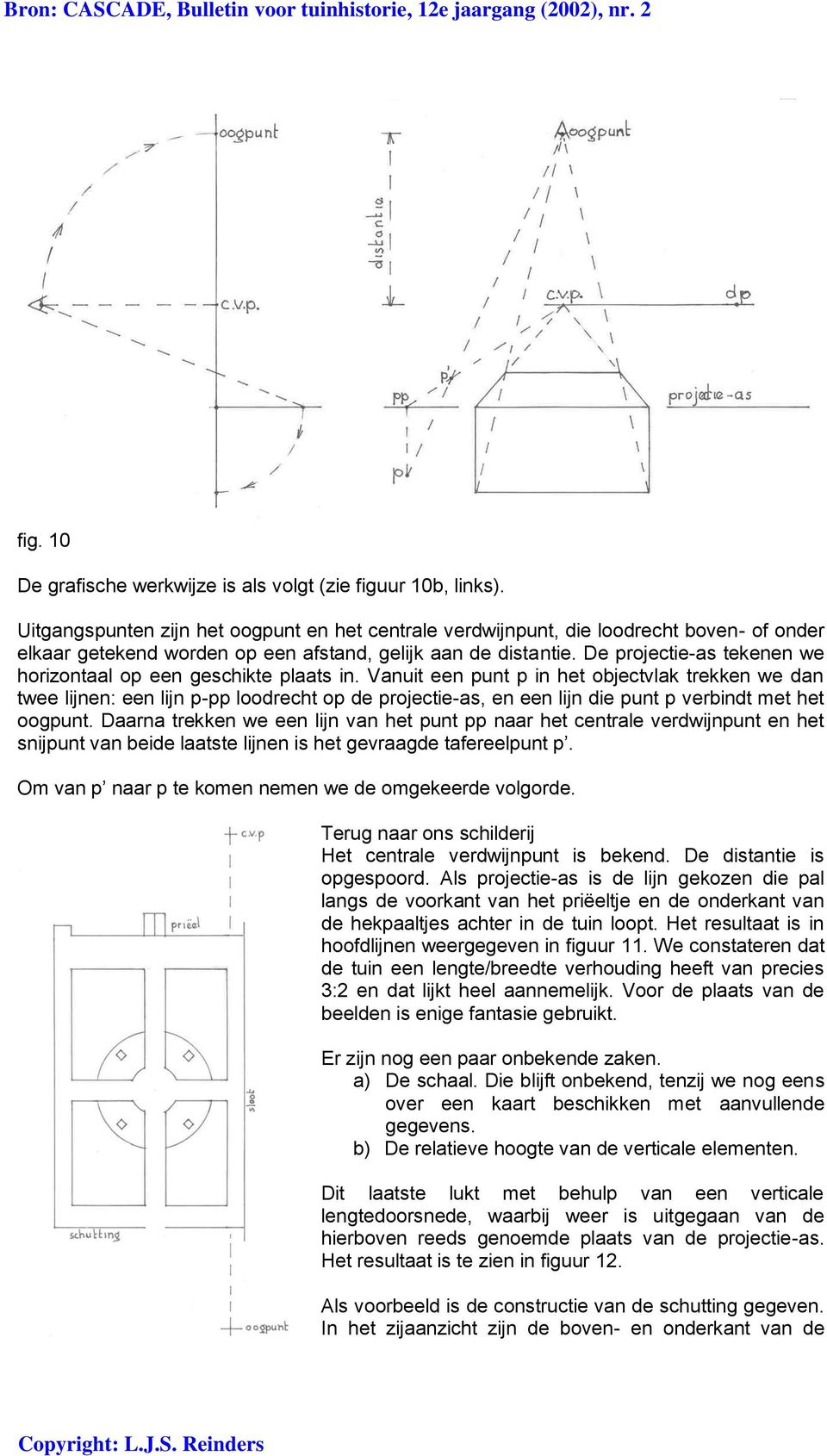 De projectie-as tekenen we horizontaal op een geschikte plaats in.