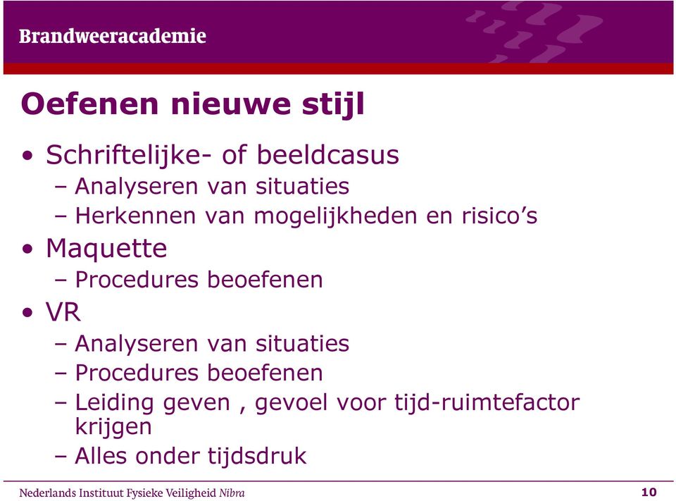 Procedures beoefenen VR Analyseren van situaties Procedures