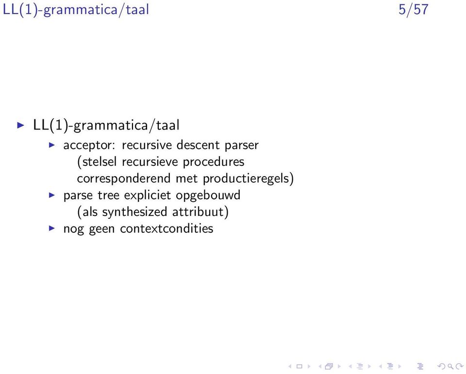 corresponderend met productieregels) parse tree expliciet