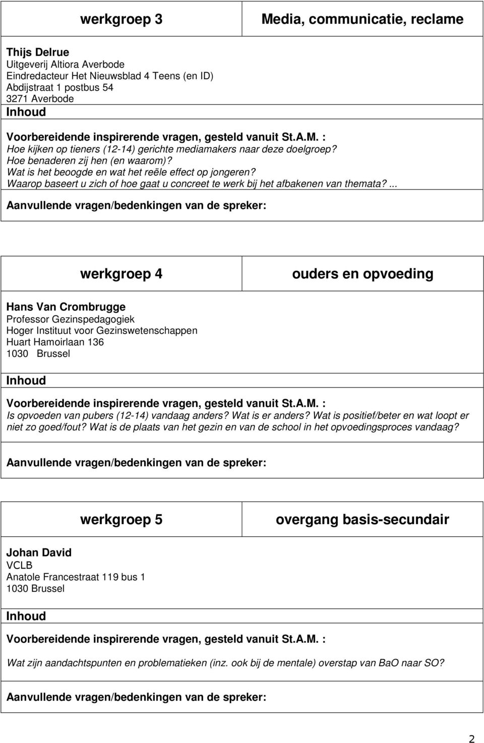 Waarop baseert u zich of hoe gaat u concreet te werk bij het afbakenen van themata?