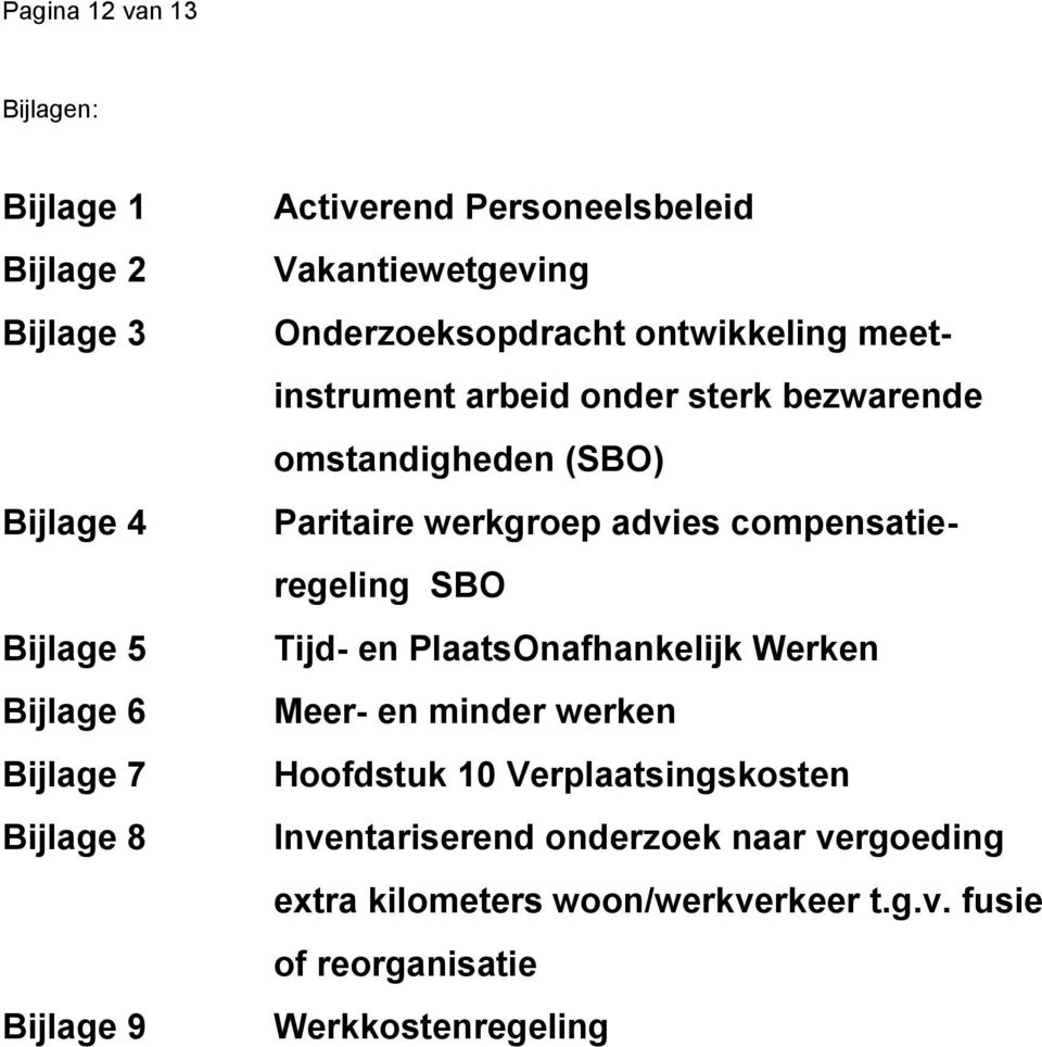 (SBO) Paritaire werkgroep advies compensatieregeling SBO Tijd- en PlaatsOnafhankelijk Werken Meer- en minder werken Hoofdstuk 10