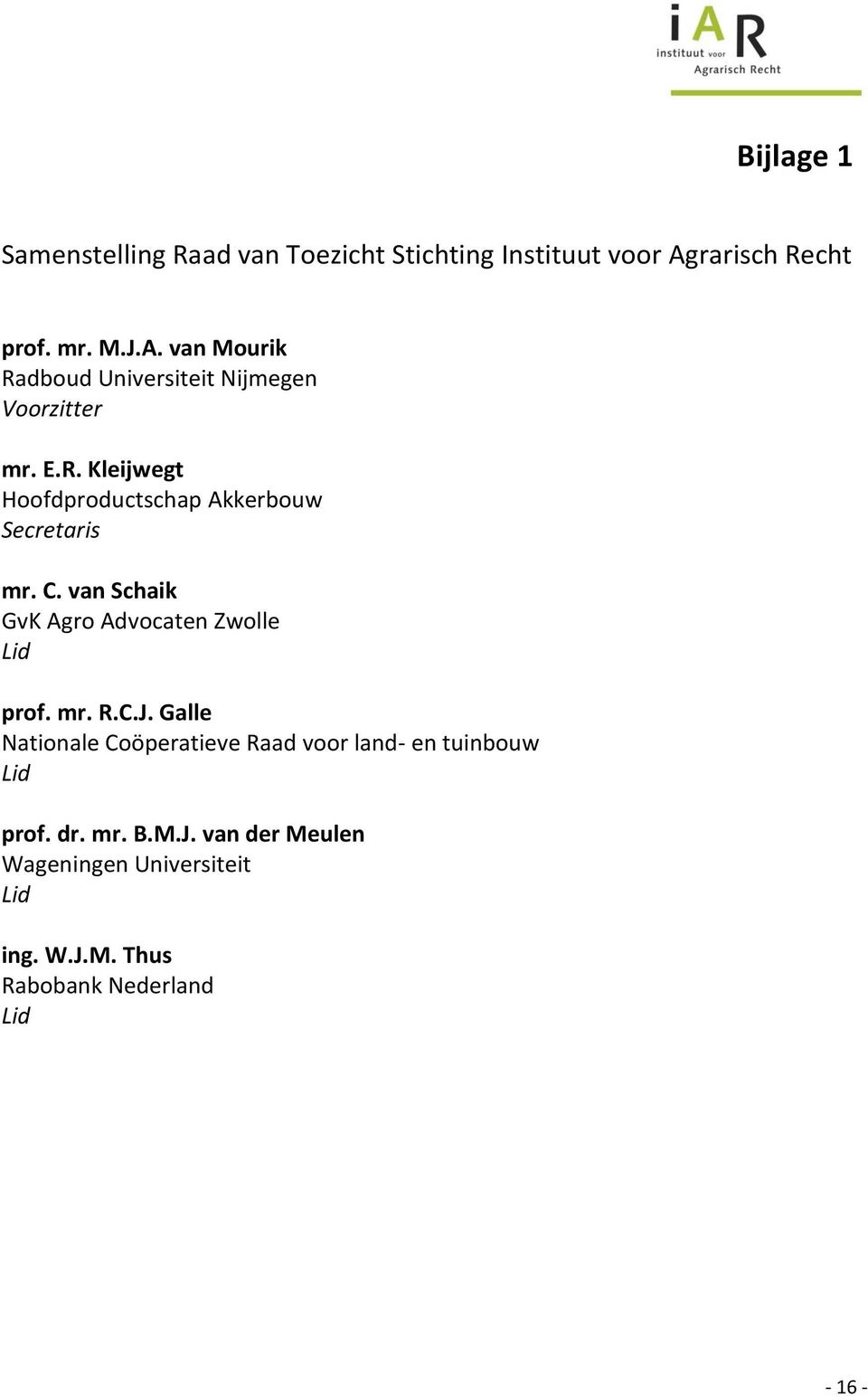 C. van Schaik GvK Agro Advocaten Zwolle Lid prof. mr. R.C.J.