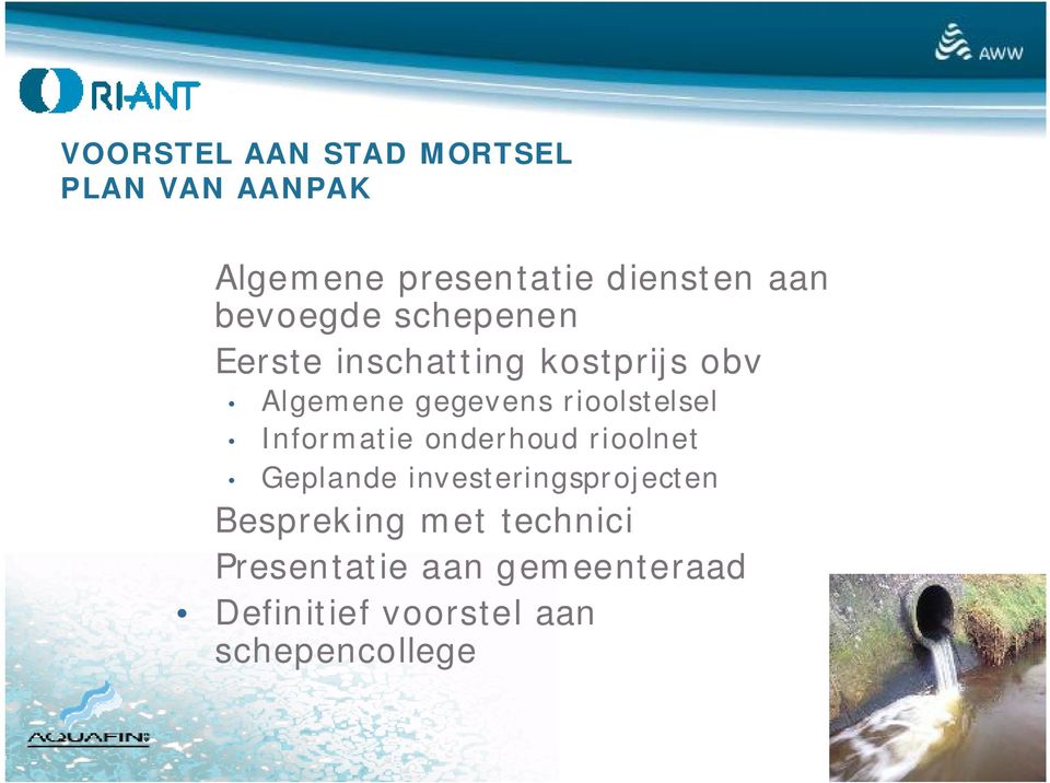 rioolstelsel Informatie onderhoud rioolnet Geplande investeringsprojecten