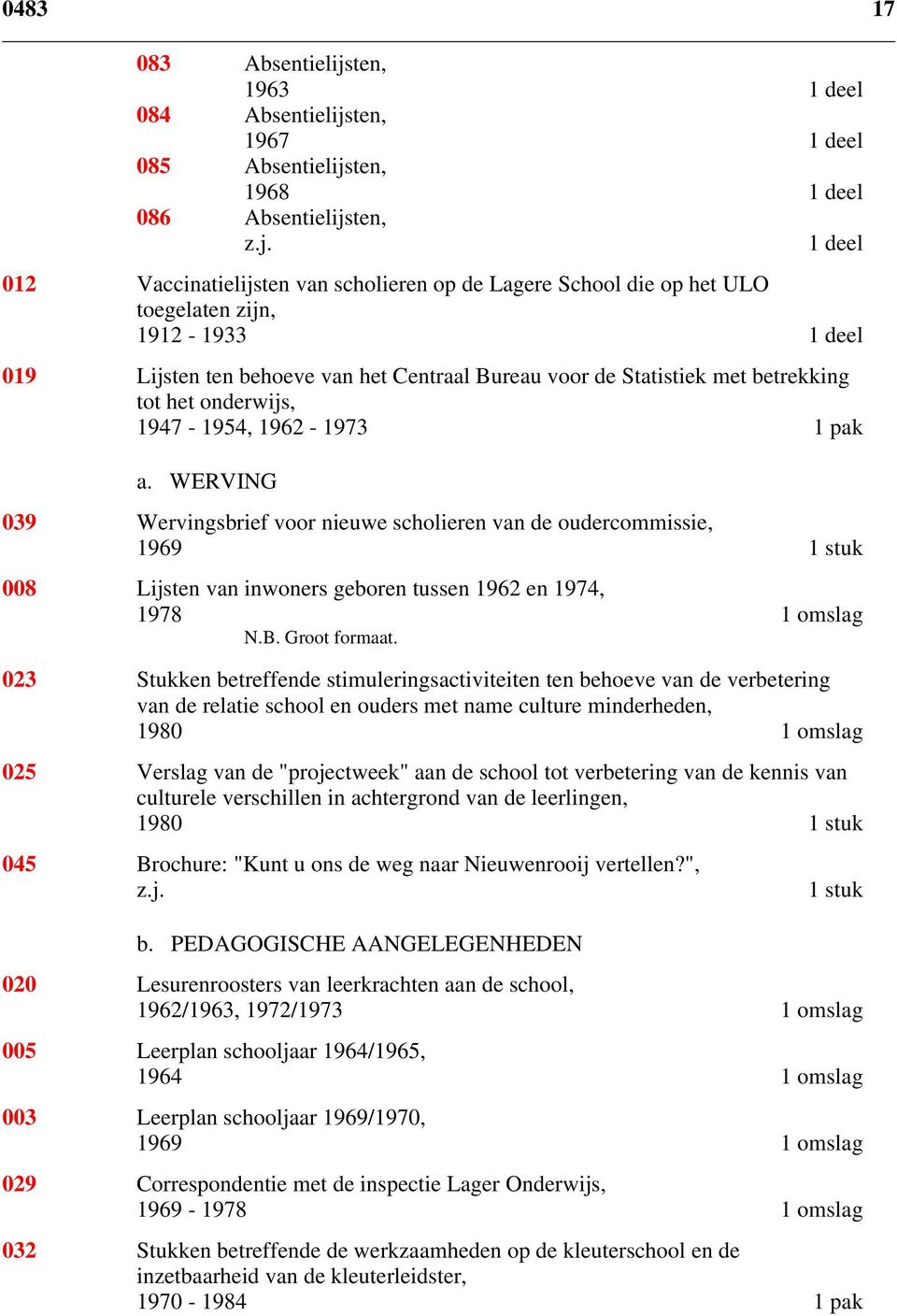 ten, 1967 1 deel 085 Absentielijs