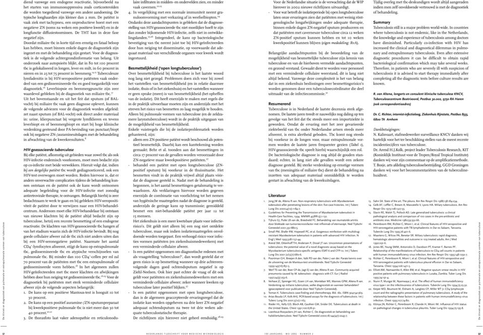 De patiënt is vaak ziek met tachypneu, een onproductieve hoest met een negatieve ZN (soms na weken een positieve kweek!) en in de longfunctie diffusiestoornissen.