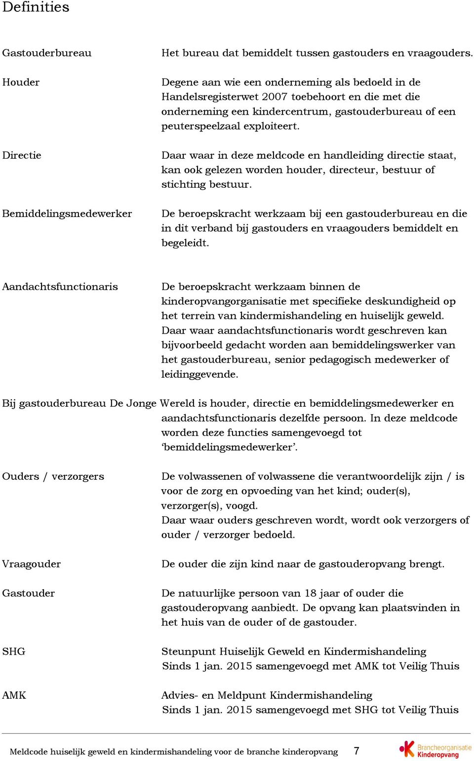 Daar waar in deze meldcode en handleiding directie staat, kan ook gelezen worden houder, directeur, bestuur of stichting bestuur.