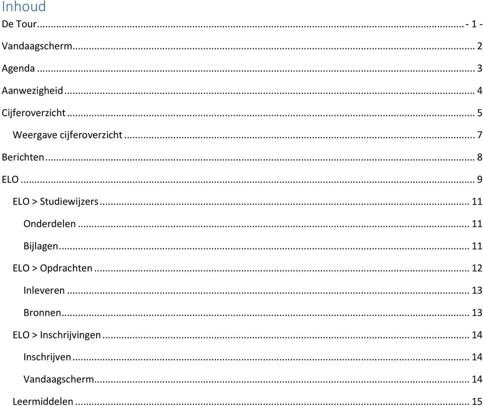 .. 9 ELO > Studiewijzers... 11 Onderdelen... 11 Bijlagen... 11 ELO > Opdrachten.