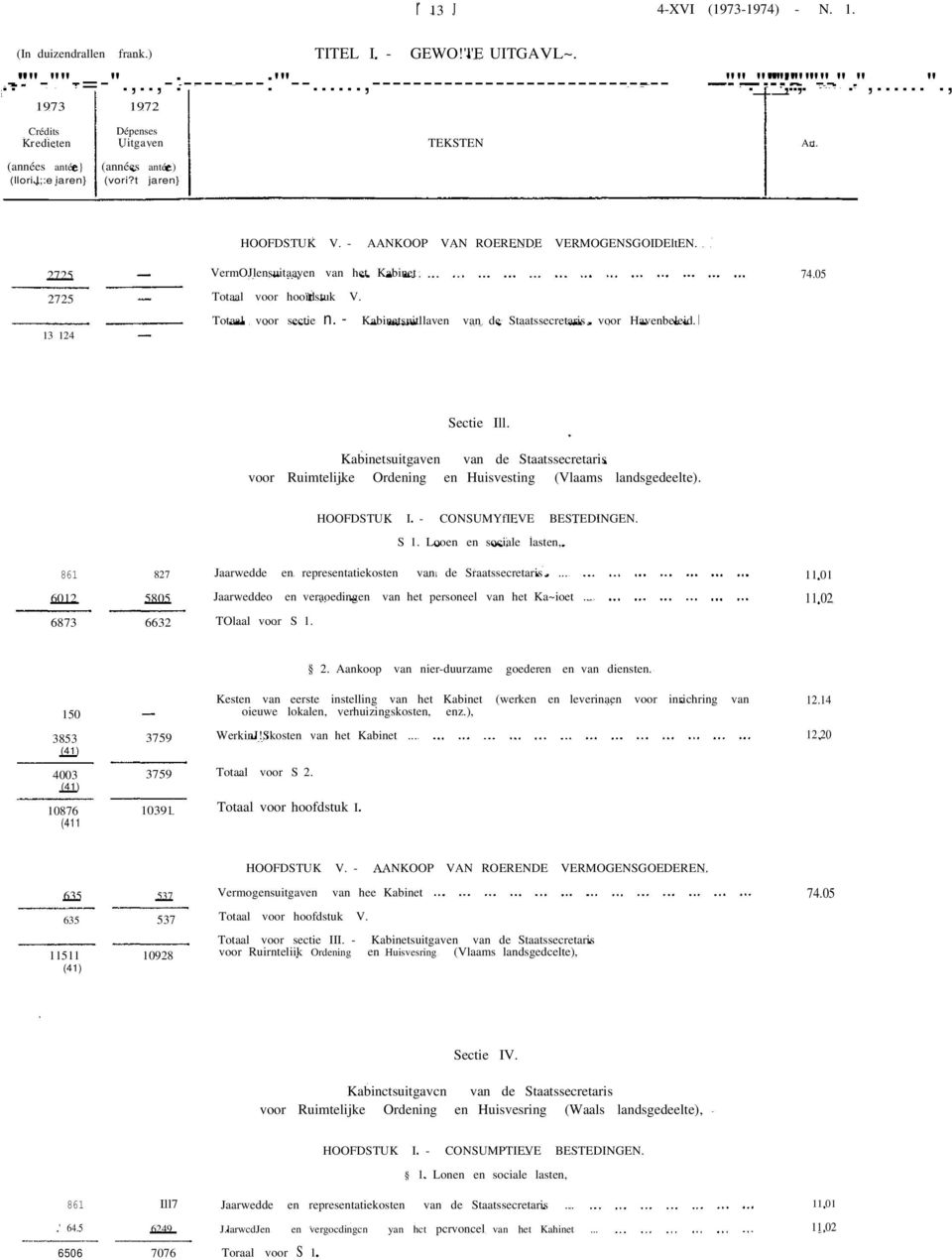 13 124 Totaal voor sectie n. - Kabinetsuitllaven van de Staatssecretaris voor Havenbeleid. Sectie ll.