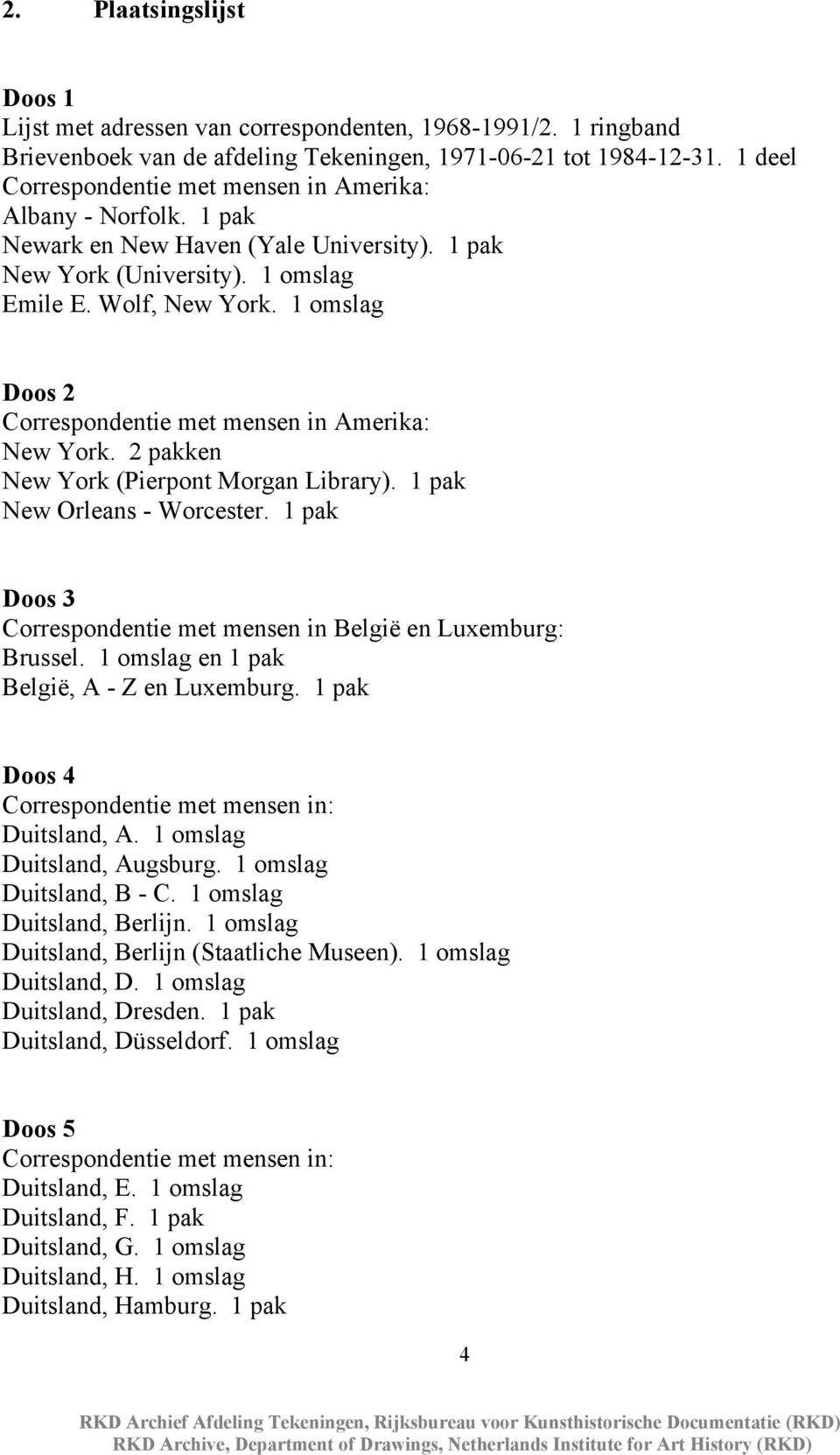 1 omslag Doos 2 Correspondentie met mensen in Amerika: New York. 2 pakken New York (Pierpont Morgan Library). 1 pak New Orleans - Worcester.