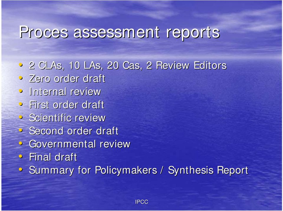 order draft Scientific review Second order draft