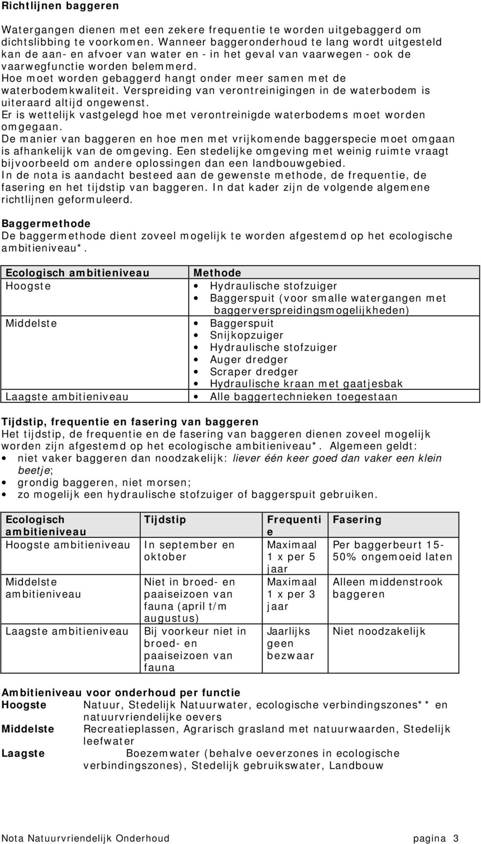 Hoe moet worden gebaggerd hangt onder meer samen met de waterbodemkwaliteit. Verspreiding van verontreinigingen in de waterbodem is uiteraard altijd ongewenst.