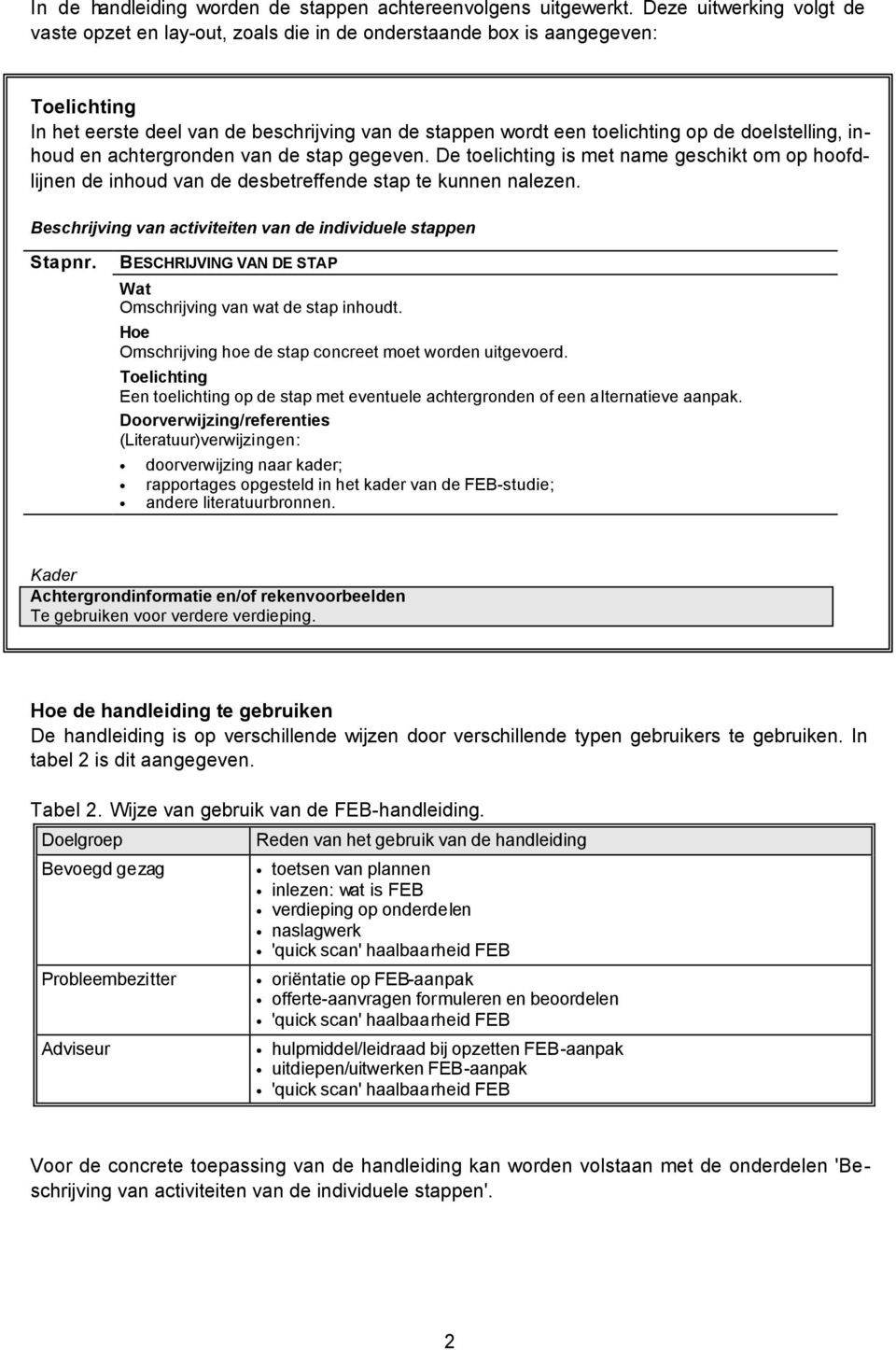 doelstelling, inhoud en achtergronden van de stap gegeven. De toelichting is met name geschikt om op hoofdlijnen de inhoud van de desbetreffende stap te kunnen nalezen.