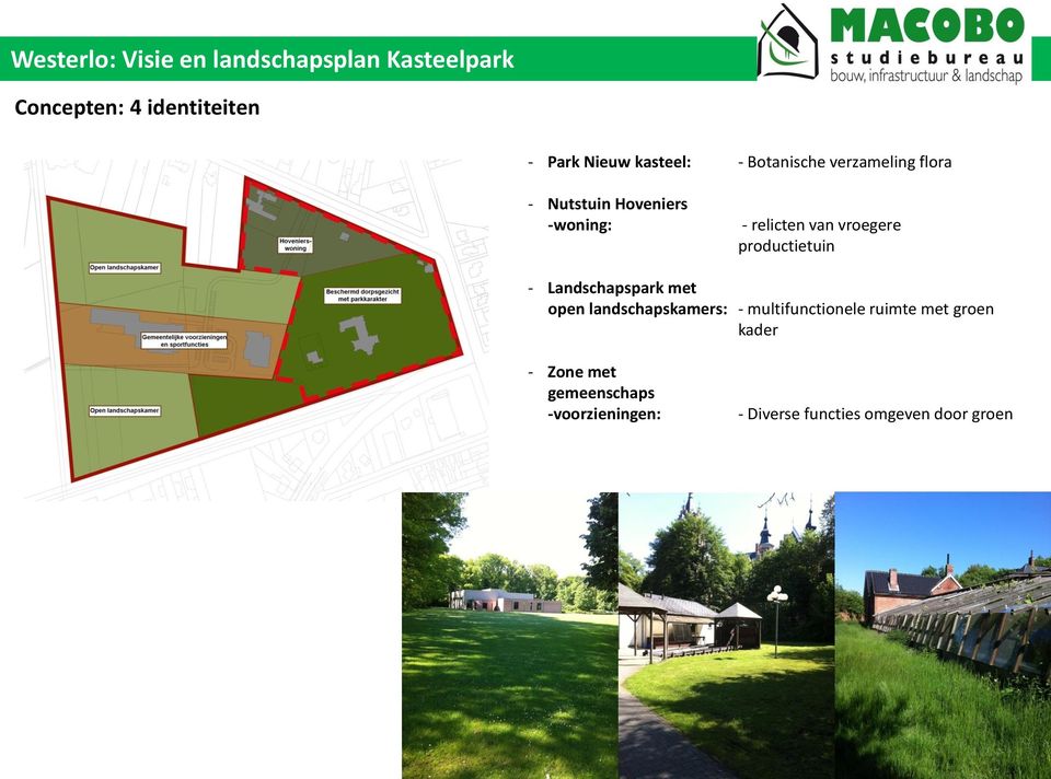 Landschapspark met open landschapskamers: - multifunctionele ruimte met groen