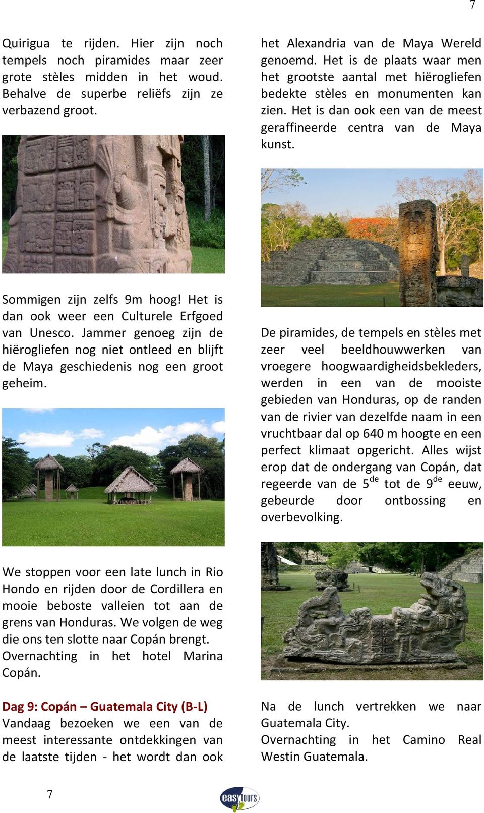 Sommigen zijn zelfs 9m hoog! Het is dan ook weer een Culturele Erfgoed van Unesco. Jammer genoeg zijn de hiërogliefen nog niet ontleed en blijft de Maya geschiedenis nog een groot geheim.