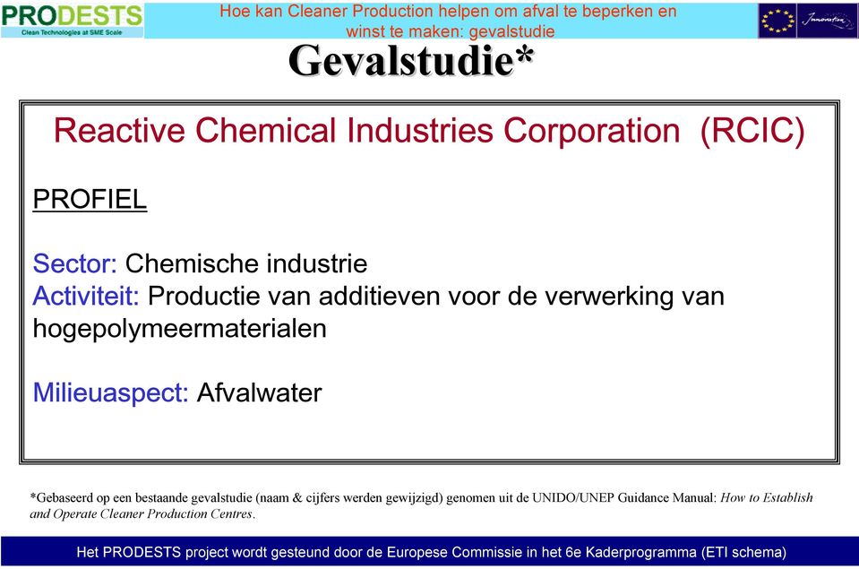 Milieuaspect: Afvalwater *Gebaseerd op een bestaande gevalstudie (naam & cijfers werden