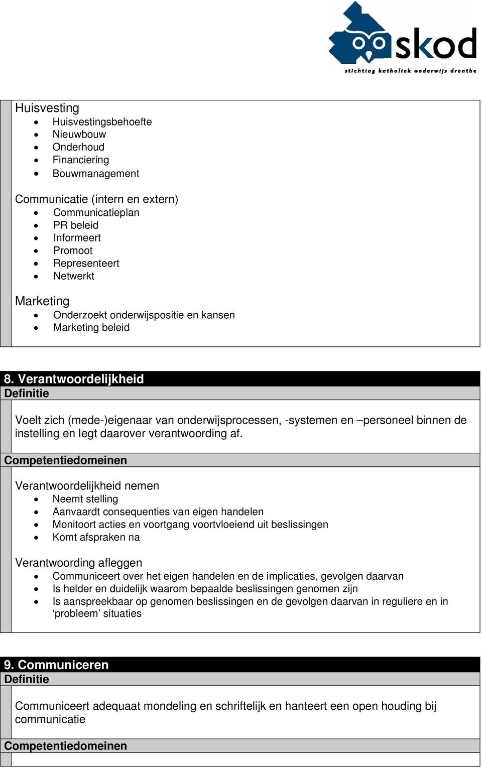 Verantwoordelijkheid Voelt zich (mede-)eigenaar van onderwijsprocessen, -systemen en personeel binnen de instelling en legt daarover verantwoording af.