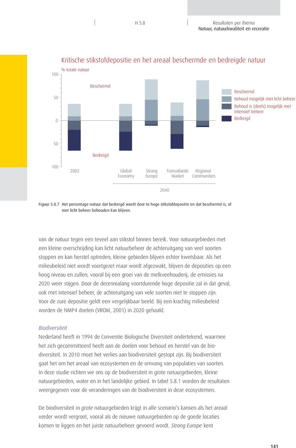 7 Het percentage natuur dat bedreigd wordt door te hoge stikstofdepositie en dat beschermd is, of met licht beheer behouden kan blijven. van de natuur tegen een teveel aan stikstof binnen bereik.