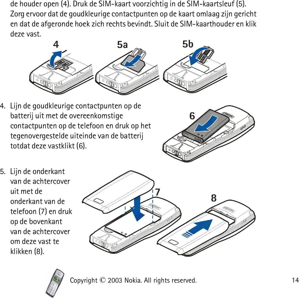 Sluit de SIM-kaarthouder en klik deze vast. 4.