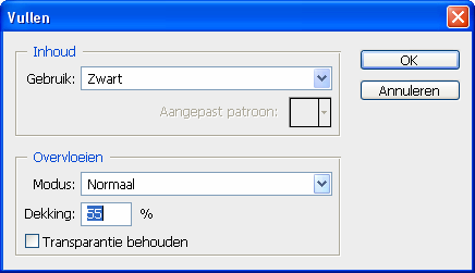 (=selectie maken) MENU : Bewerken > Vullen