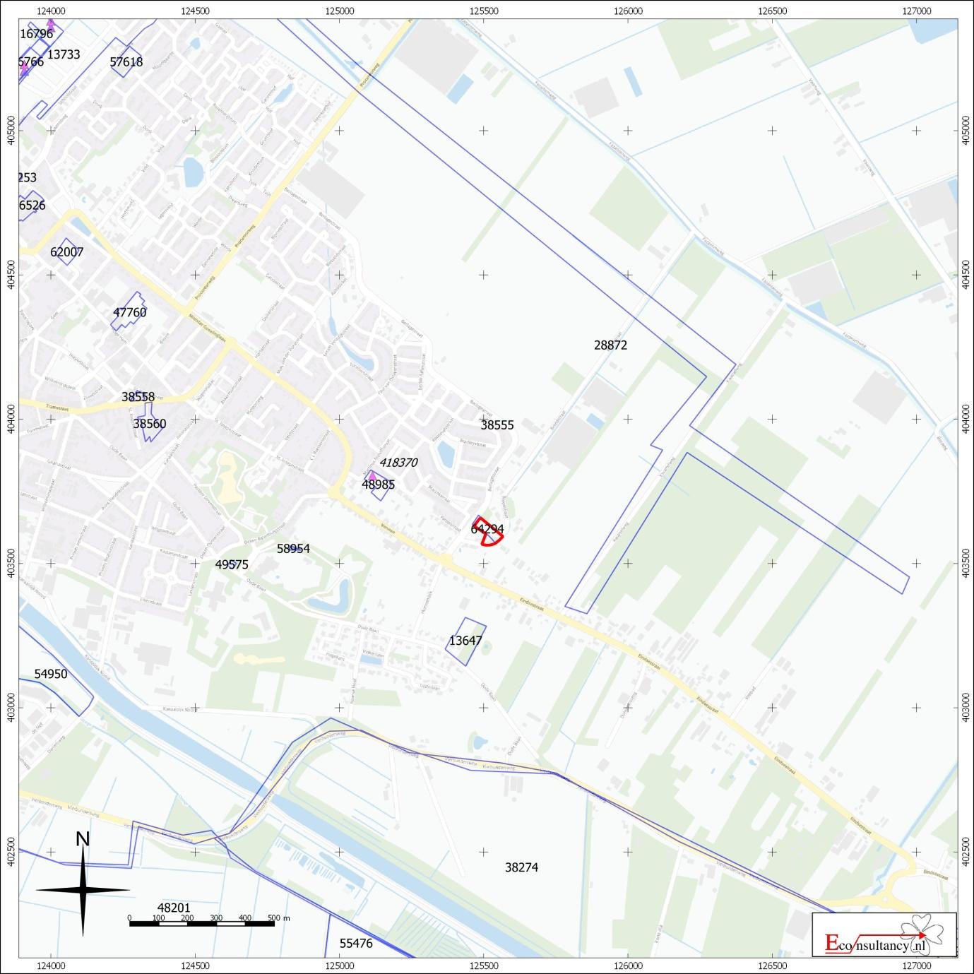 Figuur 8. Archeologische Gegevenskaart van het onderzoeksgebied Breedstraat (ong.