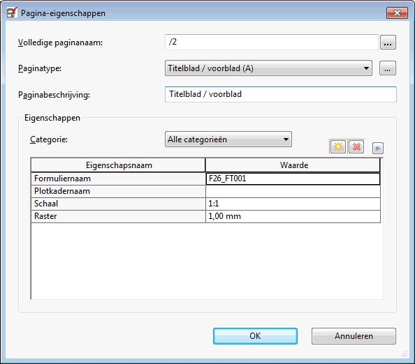 Pagina-eigenschappen bewerken over een paginastructuur met een identificerend documenttype. De pagina's hebben echter nog geen structuurcodes.