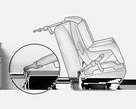 58 Stoelen, veiligheidssystemen 3. Trek de tuiband van het kinderzitje strak volgens de aanwijzingen die bij het kinderzitje worden geleverd. 4.