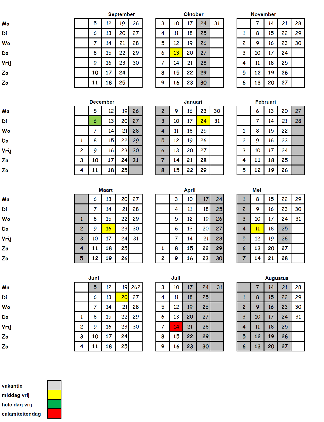 * 22-07: Calamiteitendag; alle kinderen vrij!