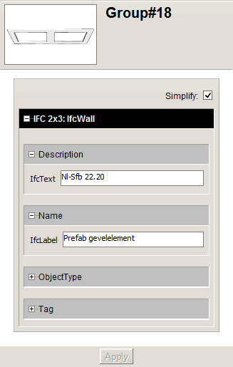 De IFC-entiteit van een object, in SketchUp een component, kan worden ingesteld door: Met de rechter muisknop op het component te klikken en te kiezen voor Entity Info.
