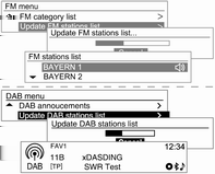 Infotainmentsysteem 109 DAB-menu DAB-aankondigingen (alleen voor type A) Draai in het DAB-menu aan de draaiknop TUNE en ga naar de DABaankondigingen en druk vervolgens op MENU.