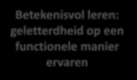 Functionele geletterdheid Het verwerven van geletterdheid in functionele situaties Geschreven taal kunnen hanteren in voorkomende maatschappelijke situaties = AVI E7