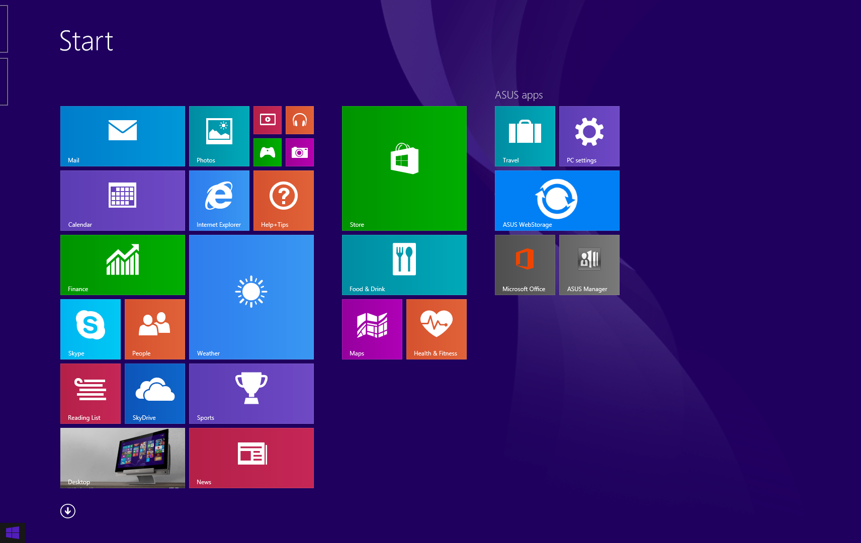 Startknop Windows 8.1 beschikt over de Start-knop waarmee u kunt schakelen tussen de twee recentst geopende apps.