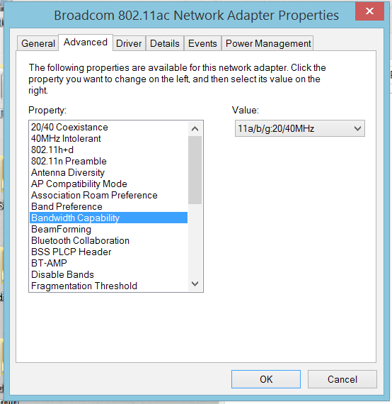 4. Selecteer in het venster Wifi-status Properties > Configure (Eigenschappen > Configureren) om de eigenschappen van uw huidige netwerkadapter te starten. 5.