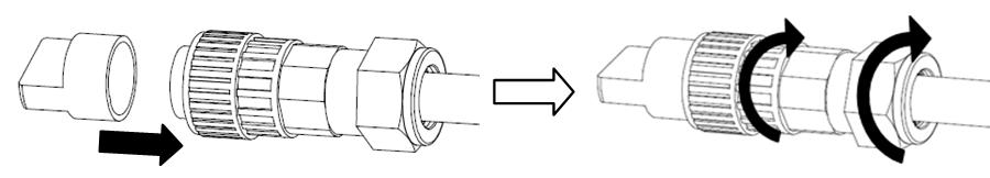 3. Strip de kabelmantel (72 mm) en de isolatie van de leidingen (9 mm). 4. Steek de gestripte leidingen in de adereindhulzen en krimp ze met een krimptang. 5.