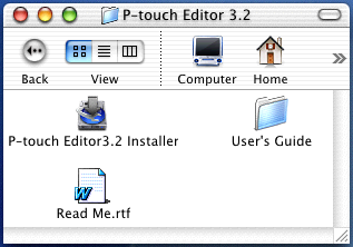 5 Dubbelklik op de map P-touch Editor 3.2 om deze map te openen. 6 Dubbelklik op het pictogram van het installatieprogramma van P-touch Editor 3.2 in de map die verschijnt.