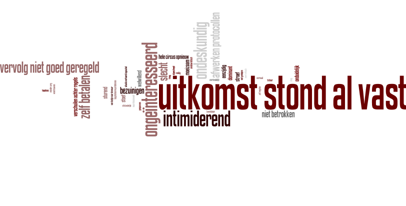 Op de volgende pagina wederom een wordcloud die de belangrijkste termen tonen, voor degenen die tevreden zijn (voldoende) en degenen die