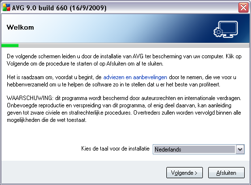 5. AVG installatieprocedure Voor installatie van op uw computer dient u te beschikken over het nieuwste installatiebestand.