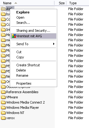 Selecteer in Windows Verkenner het bestand (of de map) die u wilt controleren Klik met de rechter muisknop op het object om het snelmenu te openen Kies de optie Met AVG scannen om het bestand te