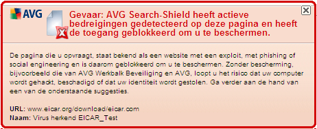 dreiging (als die er is), het IP-adres van de pagina en het tijdstip waarop de pagina door AVG is gescand: 8.10.4.